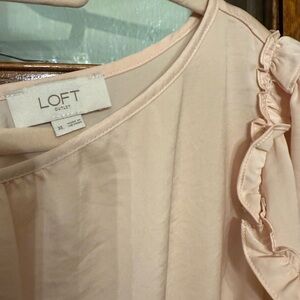 LOFT Light Pink Ruffle Sleeve Top